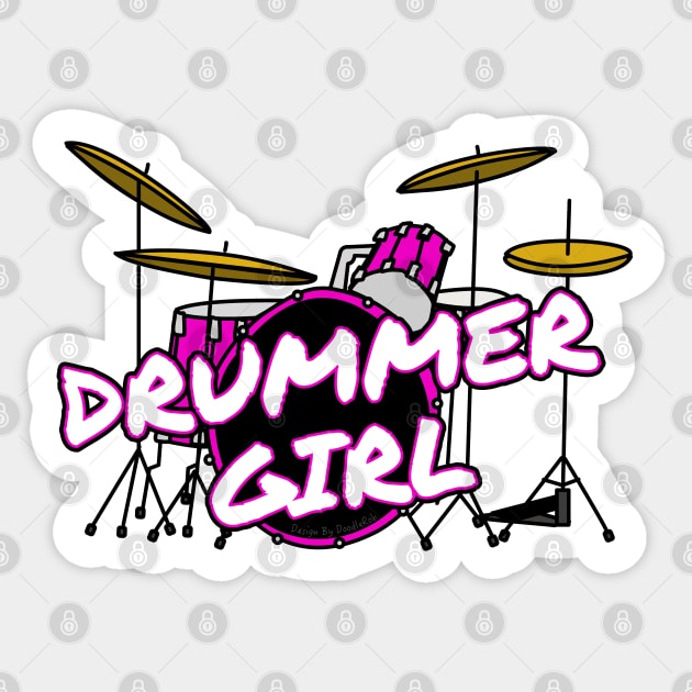 Drummer Girl Drum Kit Female Musician Drumming Sticker by doodlerob